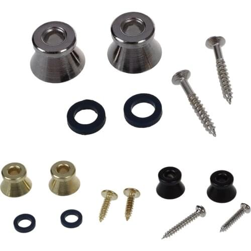 2 x Electric Acoustic Guitar Bass Strap Button Screw Lock Pins Pegs Pads