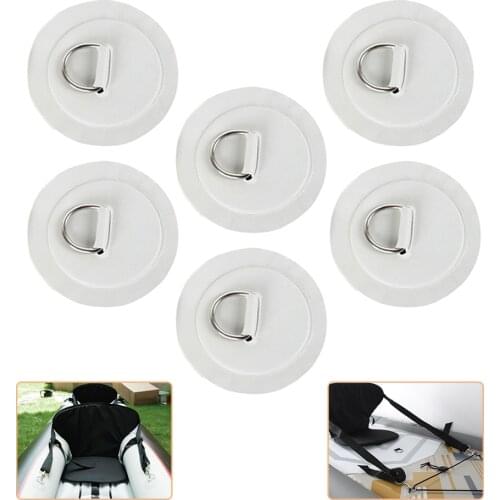 6Pcs 7cm Stainless Steel D-Ring and PVC Patch Pad Base Stuck on Sup Board Inflatable Boat Kayak Dinghy Raft To Connect Seat Rope