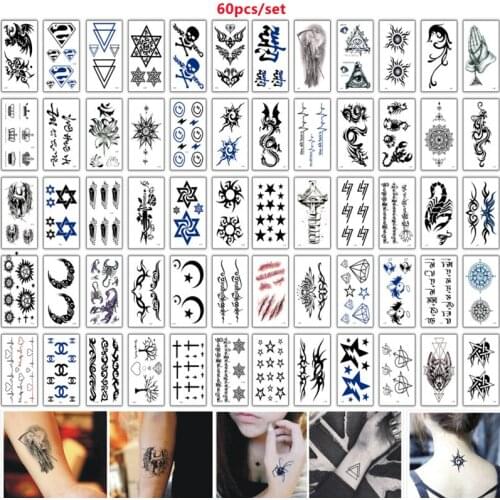 50pcs/Set Black Henna Temporary Tattoo Sticker Mixture Designs for Sexy Women Body Art Fake Tattoo