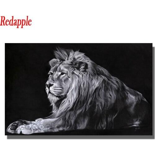 Diy diamond mosaic lion King diamond painting full squareround drill diamond embroidery Xmas Black White animals puzzle gift