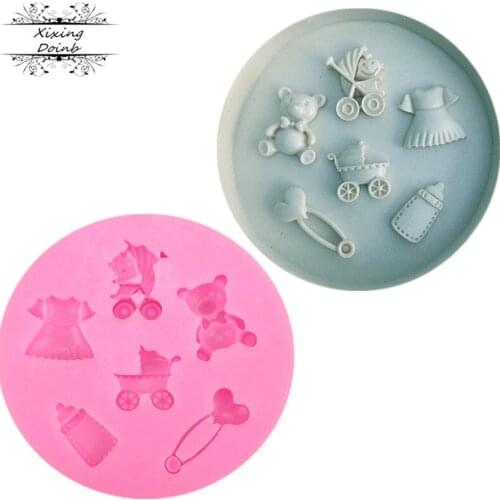 Non-stick Silicone Baby carriage Baby foot Drinking water Chocolate Molds Cake Mould DIY cake decorating tools