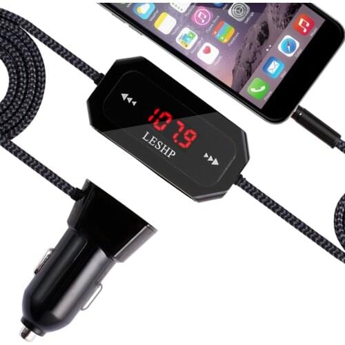 Wireless Fm Transmitter Radio Car Kit For Smart Phones Bundle With 3.5Mm Audio Plug And Car Charger