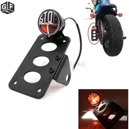 Motorcycle Side Mount Tail Light License Plate Bracket for Harley Chopper Bobber Motorcycle Registration Plate Holder