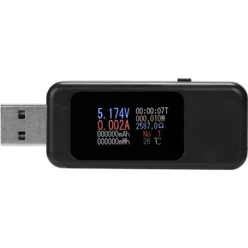 Digital Color LCD Display Screen USB Tester Voltage Current Tester USB Recharger Tester Power Meter Timing Ammeter