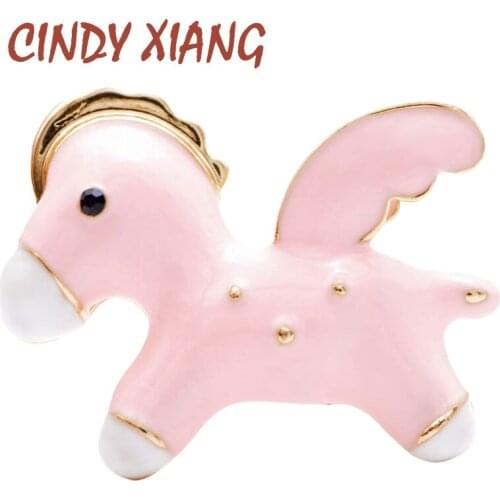 CINDY XIANG 2 Colors Choose Small Cute Flying Horse Ponny Brooch Carton Pin Fashion Jewelry Kids Good Gift New 2019