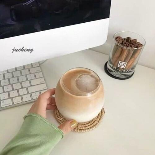 Cutelife Ins Nordic Transparent Round Small Water Wine Glasses Retro Tea Coffee Cup Shot Whiskey Glass Yogurt Rum Wedding Glass