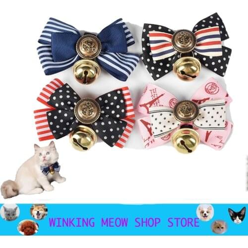 Pets Cat Collar Accessories Lovely Small Bell Bow Velvet Puppy Pet Cat And Dog Products Cartoon Japanese Deworming
