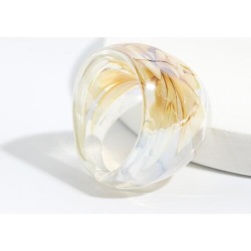 Dvacaman New Colorful Transparent Ring Irregular Geometric Flower Pattern Glass Ring for Women Jewelry Party Gift 2021 Wholesale