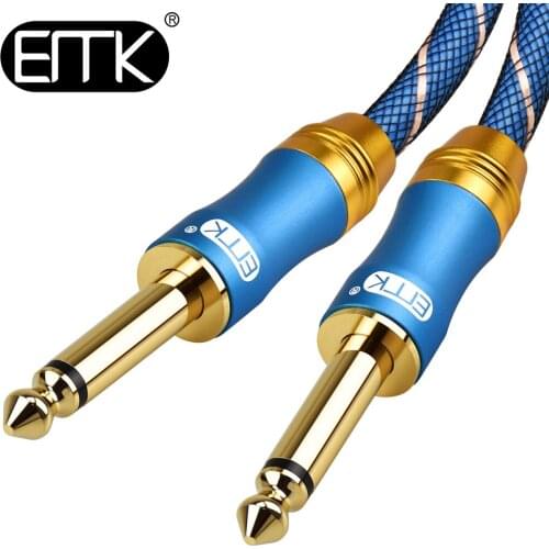 EMK 6.5mm Jack Audio Cable Nylon Braided 6.35 Mono Jack Male to Male Cable 1m 2m 3m 5m for Guitar Mixer Amplifier Bass 6.35 mm
