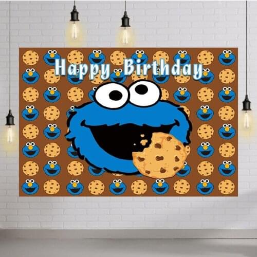 Street Cookie Monster Theme Photography Backdrop for Kids Happy Birthday Party Decoration Photo Background Children Baby Shower