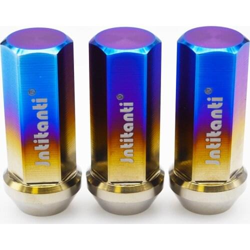 High performance strong rainbow color 60 degree cone seat closed end Gr.5 titanium alloy lug nut M12*1.5*50mm