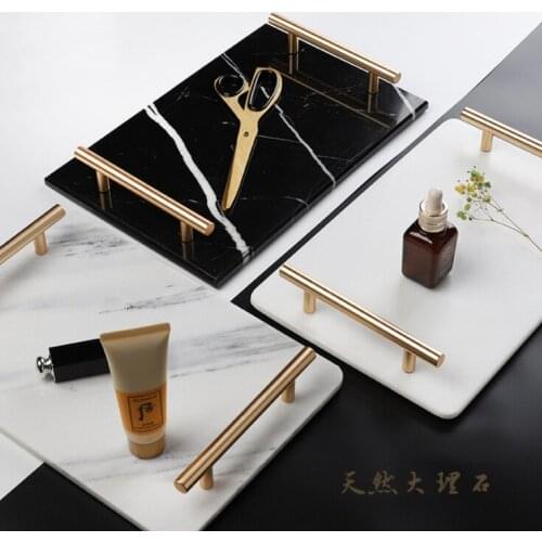 Natural Marble Ceramic Tray Home Storage Trays Decorative Display Trays Light Luxury Cosmetics Jewelry Plate Food Tray