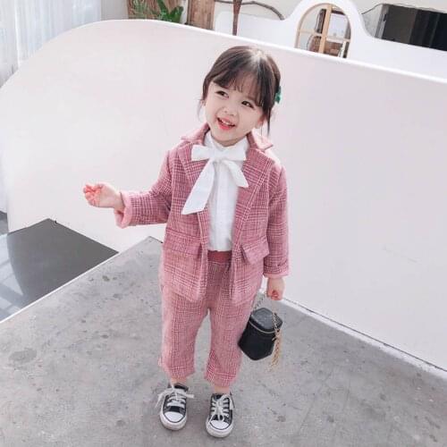 Baby Girl Boy Suit Set Plaid Pattern Clothing For Girls Outerwear + Pants Girls Clothes Toddler Party Costumes For Children