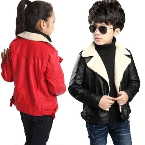 Boys girls spring and autumn leather coat 2019 new children adolescents handsome thick leather jacket simple fashion coat