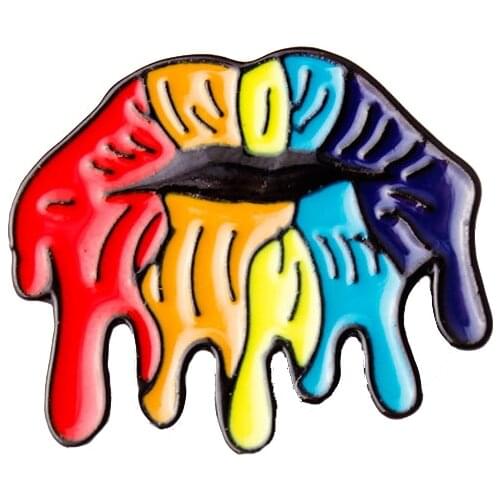 Color Flame Lip Metal Enamel Brooch Personality Fashion Men and Women Badge Pin Charm Trendy Clothing Backpack Jewelry Gift