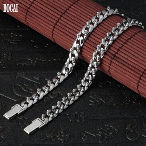 BOCAI 2020 NEW 100% real S925 pure silver trend jewelry Thai silver man bracelet fashion mighty skull silver bracelet for man