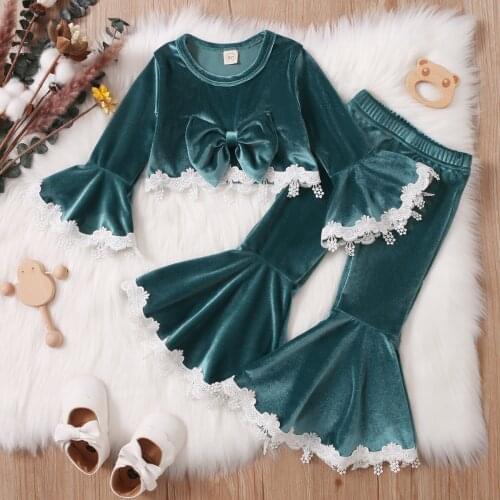 2021 Autumn Winter Kids Baby Girls Clothes Set Long Sleeve Tops Sweatshirt +Long Pants +Headband 3Pcs Velvet Baby Outfits 0-6Y