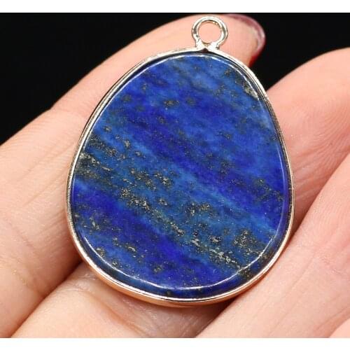 Natural Stone Lapis lazuli Pendants Big Water Drop Gold-plated Charms for Jewelry Making Necklace Earrings Accessories