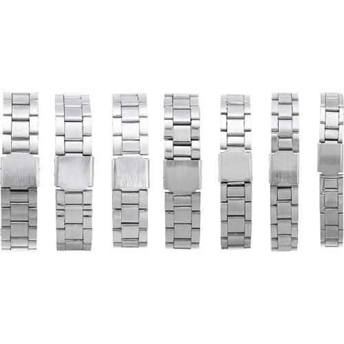 Straight End Replacement Band Strap Silver Color Stainless Steel Metal Watchband For Men Women 12/14/16/18/20/22/24mm Strap