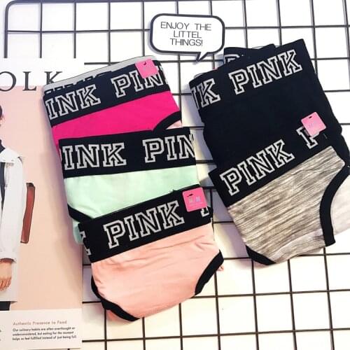 Pink color lovely letters pure color stars pure cotton sexy lady non-trace mid-low motion triangle underwear