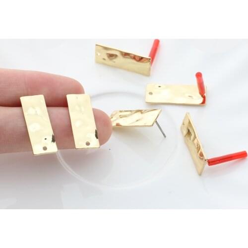 6pcs/lot Zinc Alloy Golden Stud Earrings Rectangle Base Earrings Connectors For DIY Earrings Making Finding Accessories