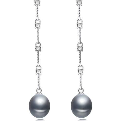 Bohemia Pearl Earrings 925 Silver Jewelry,Natural Freshwater Pearl Earring for Women,Trendy Wedding Girls Gift White Water Drop