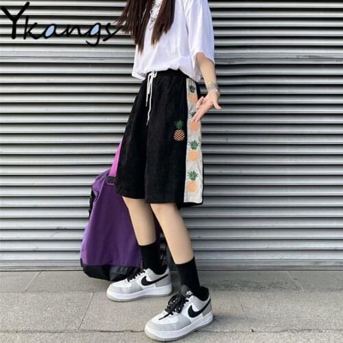 Embroidery Cartoon Print Harajuku Jogging High Waist Shorts Female Summer 2021 Hip Hop Sports Streetwear Fashion Shorts Women