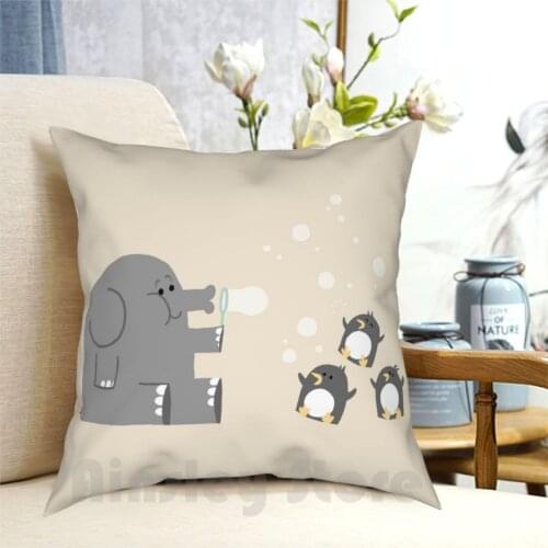 Elephants & Penguins Love Bubbles. Pillow Case Printed Home Soft DIY Pillow cover Elephant Penguins Penguin Bubbles Soap