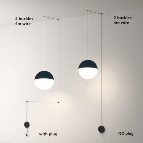 Modern Ball Glass Pendant Light With Plug 4m Line Suspension Lights Bedside Pendant Lamp For Loft Decor Kitchen Living Room E27