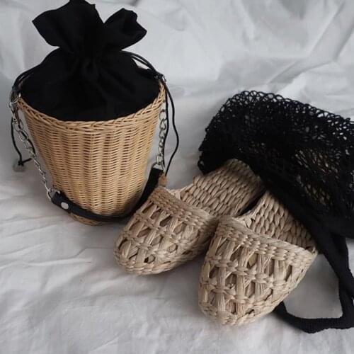 JARYCORN cane shoes handmade natural style comfortable sandals2020 summer fashion unisex home womens straw slippers new couple