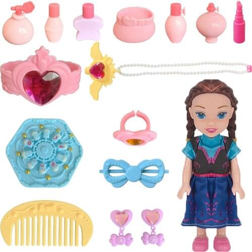 Doll Jewelry Box Makeup And Perfume Dressing Makeup Set Toy Play House Girl Dressing Table Accessories Toys Birthday Gift 158