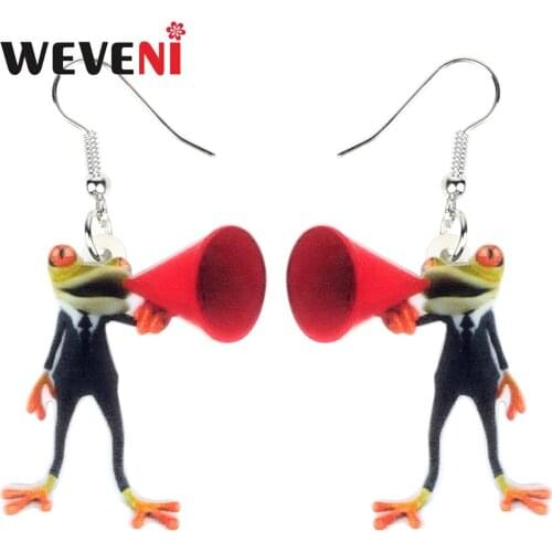 WEVENI Acrylic Loudspeaker Gentleman Frog Earrings Drop Dangle Trendy Fashion Animal Jewelry For Women Girls Brincos Charms Gift