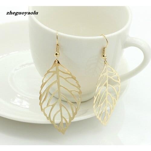 New Fashion Retro Charm Bohemian Noble Hollow Leaves Pendant Earrings For Women Jewelry Accessories Wholesale Crystal Earrings