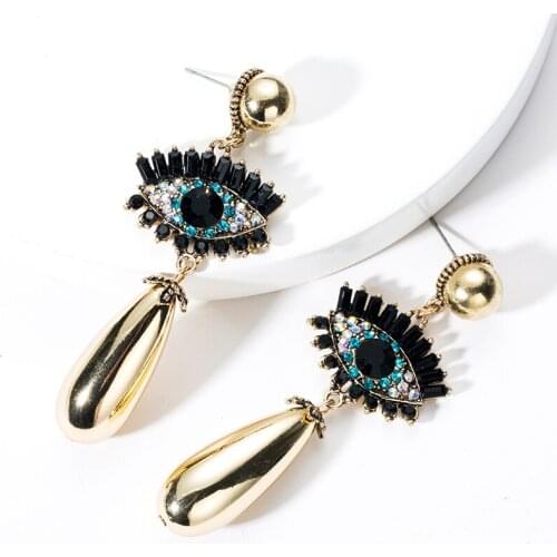 Vintage Acrylic Crystal Glass Eyes Imitation Pearl Drop Earrings Exaggerated Popular Retro Long Earrings Women Party Jewelry