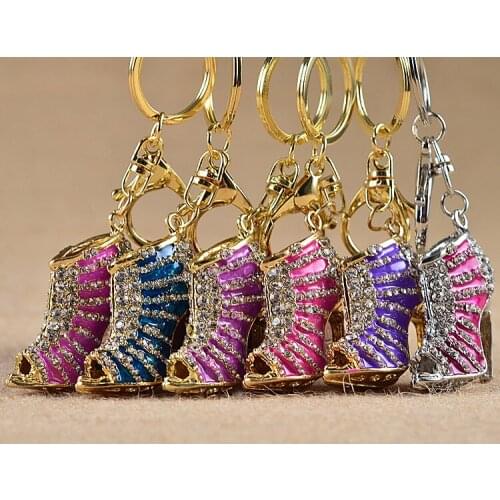 1PC High-heeled shoes Keychain Car Keyring Rhinestone Crystal Charm Pendant Key Bag Chain Gift Metal Craft MY 009