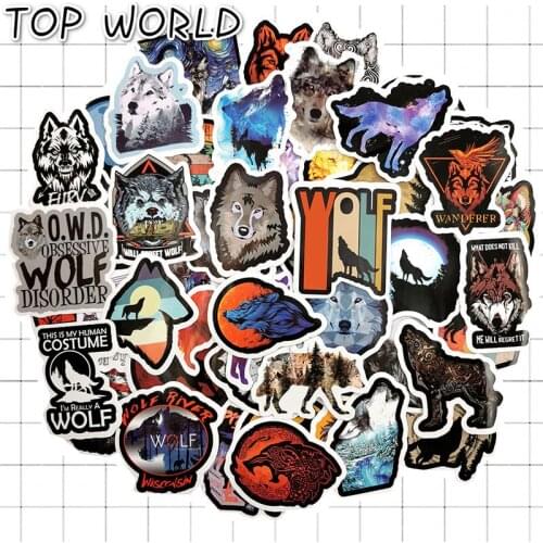 10/50 pcs/set The Wolf Animal Stickers Toys For Children To Diy Suitcase Laptop Car Motorcycle Skateboard