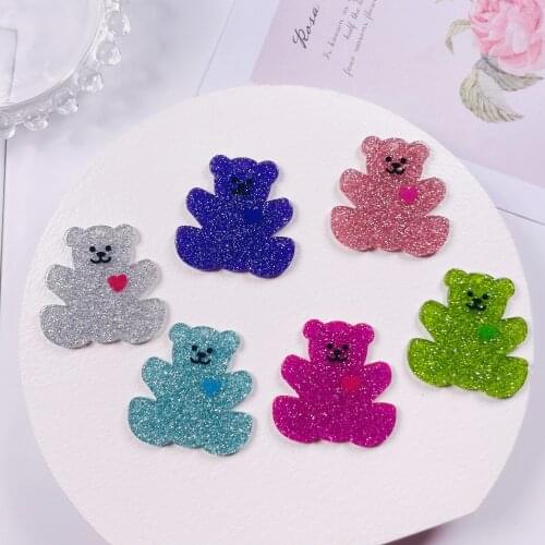 34*35mm 10pcs Acrylic Love the bear Key Chain Flat back Earrings necklace paste Accessories charms DIY