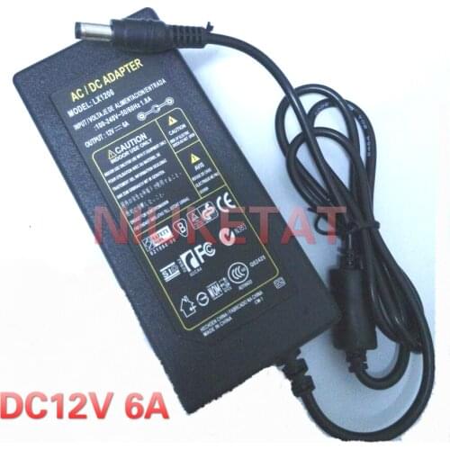 12V6A New AC 100V-240V 72W Converter power Adapter DC 12V 6A 2.1mm-2.5mm*5.0mm DC Plug Power Supply Adapter for led strip RGB