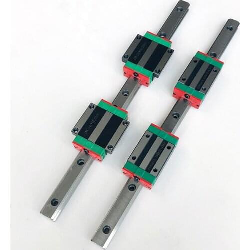 2pcs HGR20 20mm Square Linear Guide Rail 200mm to 1500mm + 4 pcs Block Carriages HGH20CA or HGW20CC CNC part