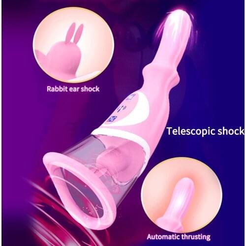 2in1 Sucking Vibrator Telescopic G Spot Vibrator Clitoris Nipple Vagina Stimulator Sex Toys for Adults Women Female Masturbator