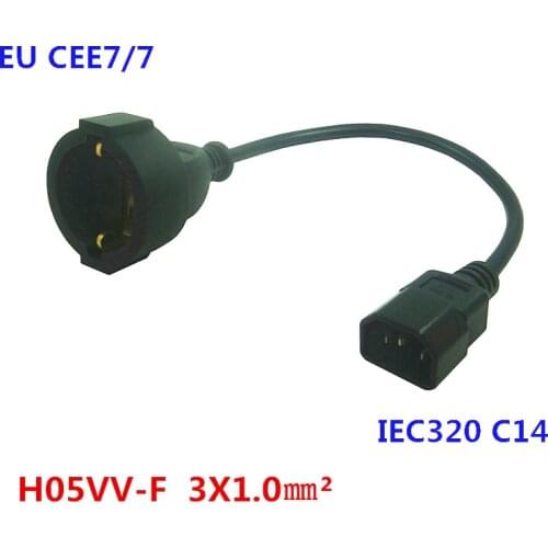 20cm PDU Cord IEC 320 C14 male To EU CEE7/7 The European VDE 2PIN Socket Short Digital products Portable Power Cable UPS 0.2m