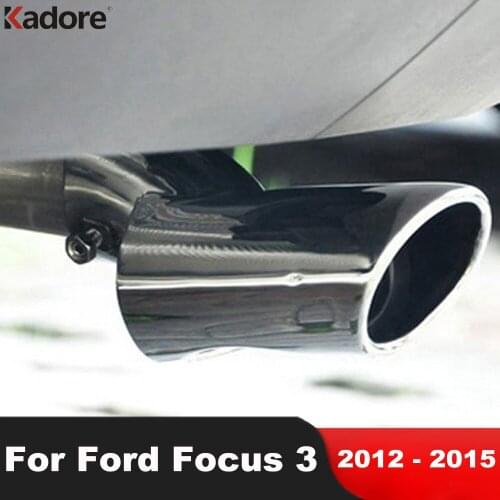 For Ford Focus 3 2012 2013 2014 2015 Stainles Steel Car Rear Exhaust Muffler Tip Pipe Tail End Pipes Tailpipe Silencer Trims