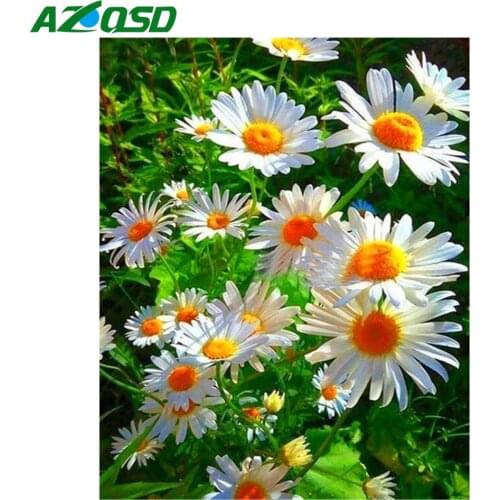 AZQSD Diamond Painting Flower Landscape Rhinestones Pictures Diamond Mosaic Full Display Home Decor Diamond Embroidery Sale
