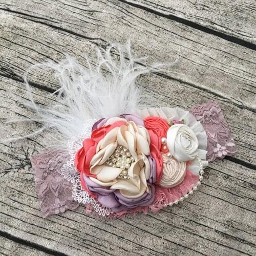 Free Shipping Sage Ivory Silk Flower Girl Headband Kids Hair Accessories Photo Prop