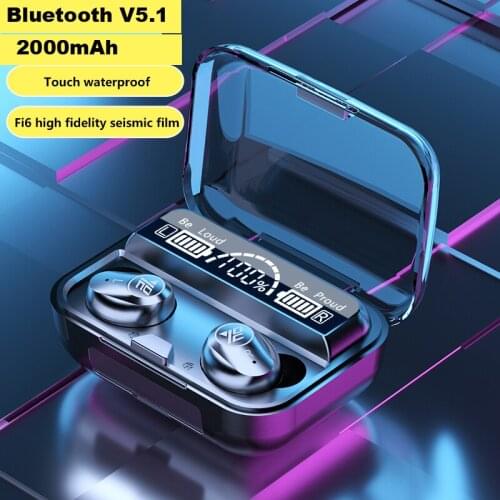 Bluetooth 5.1 TWS Bluetooth Wireless Headphones 2000mAh LED Earphones 9D Hifi Sports Waterproof Earbuds Earphone Headset