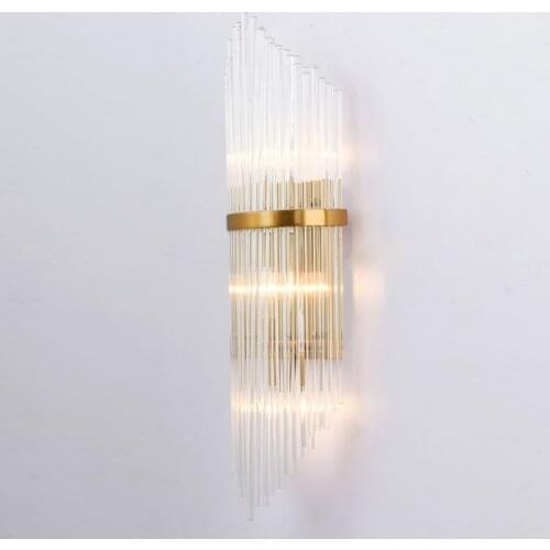 Large Crystal Wall Lighting for home decoration LED night light bedroom Long Wall Lamp fixture E14 LED Arandela makeup lamps