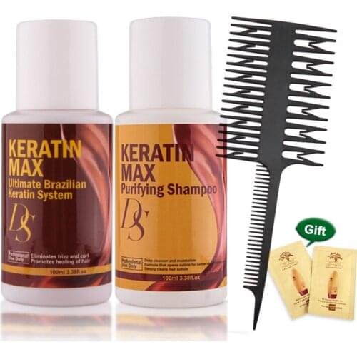 100ml Brazilian Hair Keratin +100ml Purifying Shampoo Hair Straightening Cream Treatment Free Formaldehyde For Resistant Hair