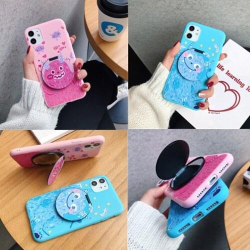 Disney Monsters University Cartoon Anti-fall Mobile Phone Case Sulley Cute Mirror Stand for Iphone 7 8Plus X Xr Xs Max 11 Promax