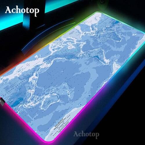 RGB XXL Gaming Mouse Pad Blue World Map Mousepad 7 Colors Rubber Desk Mat Computer Pad Keyboard Pad Laptop Notebook Pad RGB Pad