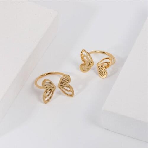 Joolim High End 18K Gold PVD Fashion Eight Star Butterfly Rings for Women Stainless Steel Jewelry Wholesale